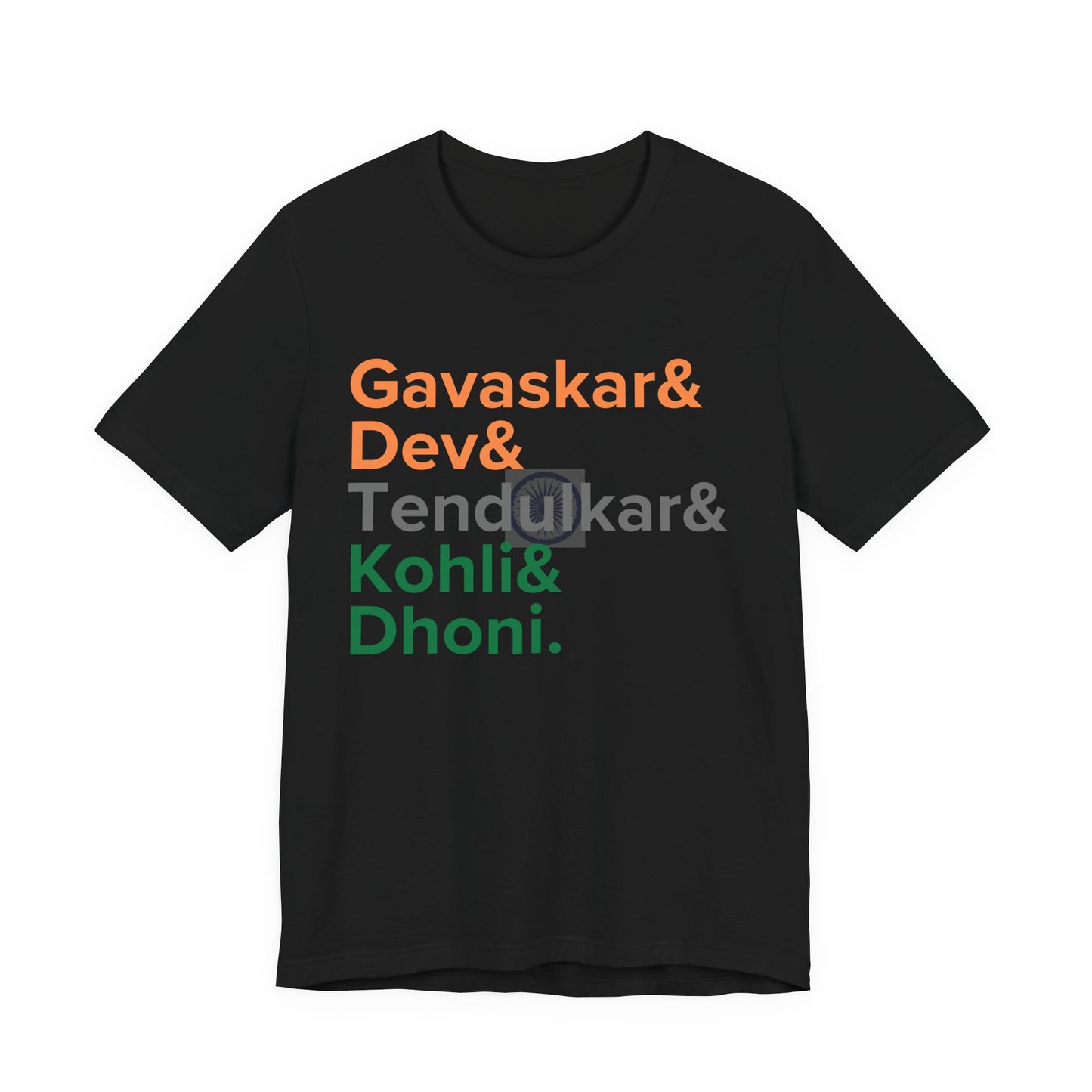 India Cricket Legends T-Shirt Tricolor Design with Top Indian Cricket Stars