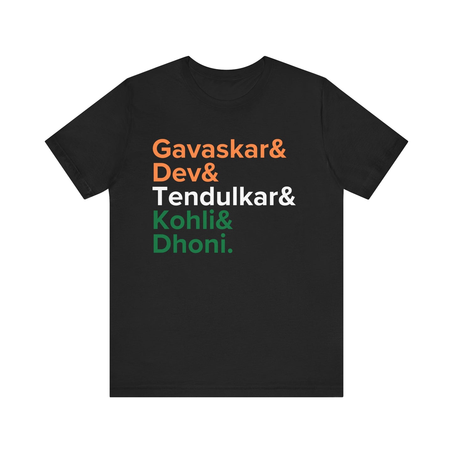 India Cricket Legends T-Shirt Tricolor Design with Top Indian Cricket Stars