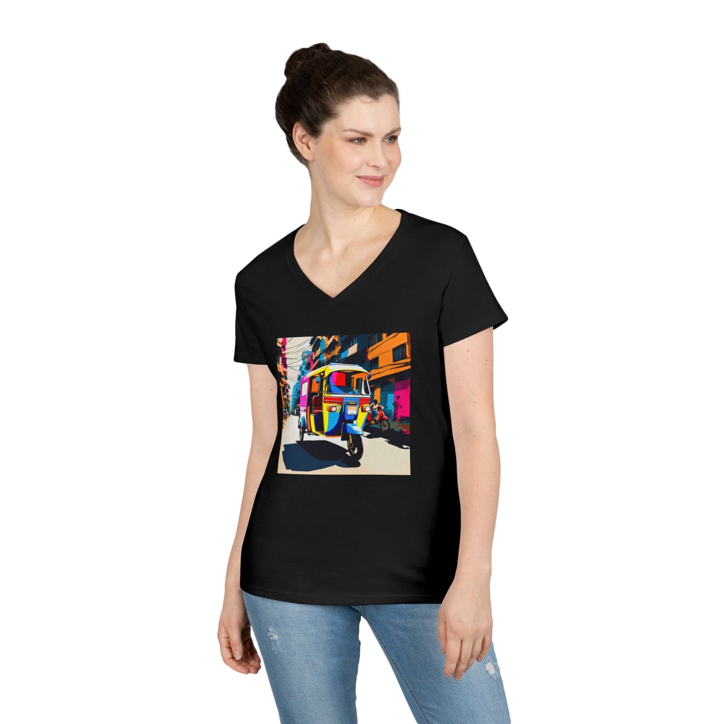 Colorful Rickshaw V-Neck T-Shirt