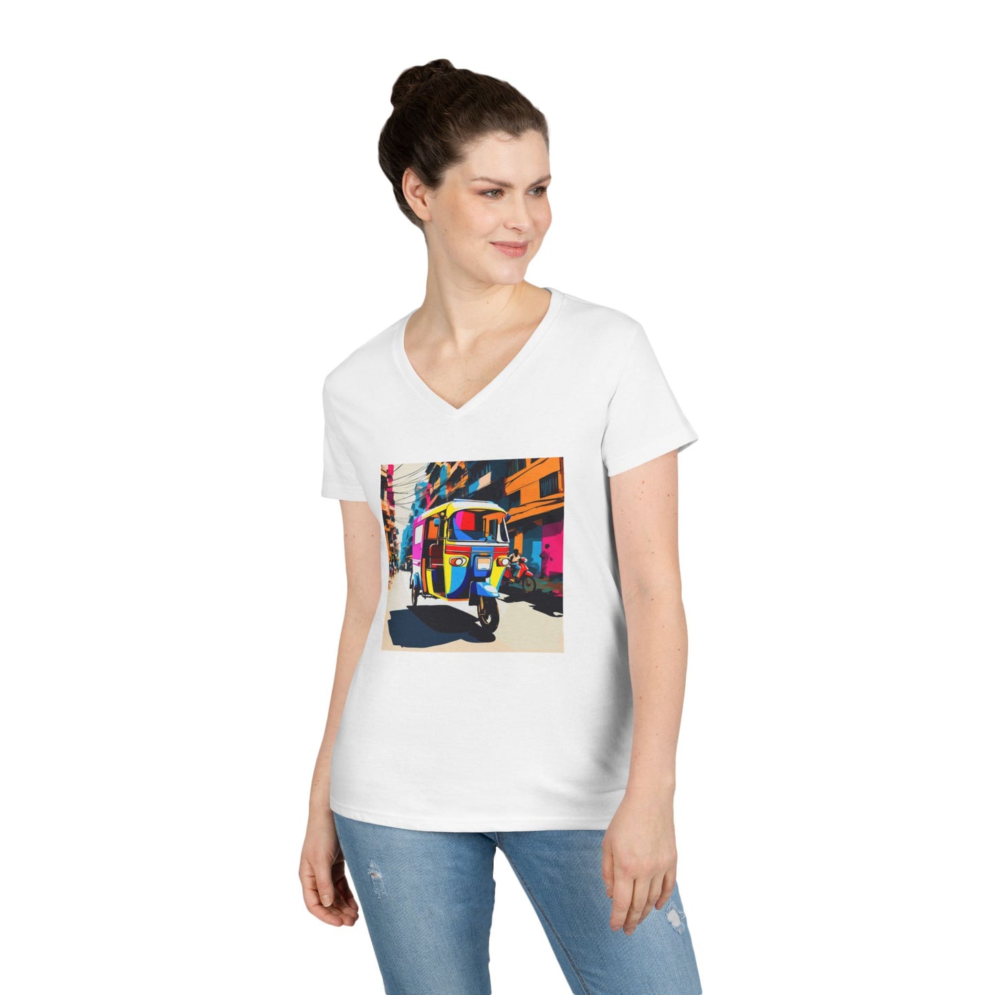Colorful Rickshaw V-Neck T-Shirt