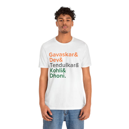 India Cricket Legends T-Shirt Tricolor Design with Top Indian Cricket Stars