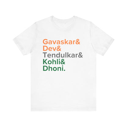 India Cricket Legends T-Shirt Tricolor Design with Top Indian Cricket Stars