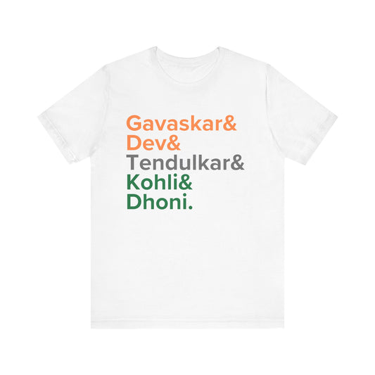 India Cricket Legends T-Shirt Tricolor Design with Top Indian Cricket Stars
