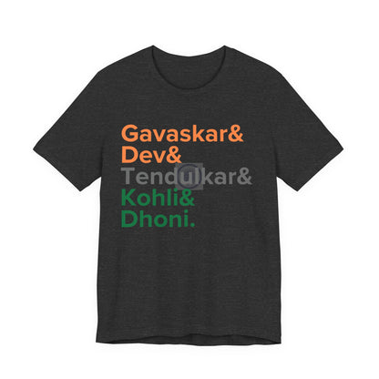 India Cricket Legends T-Shirt Tricolor Design with Top Indian Cricket Stars