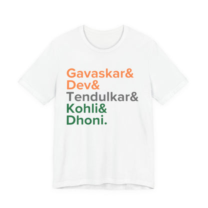 India Cricket Legends T-Shirt Tricolor Design with Top Indian Cricket Stars