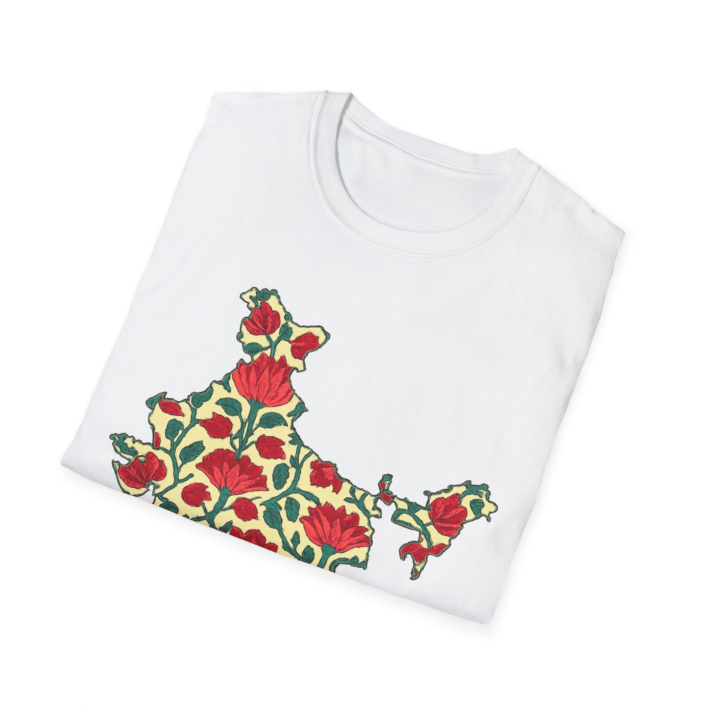 India Map Lotus Block Print T-shirt