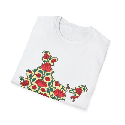 India Map Lotus Block Print T-shirt