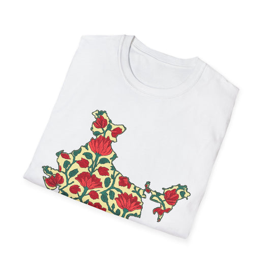 India Map Lotus Block Print T-shirt