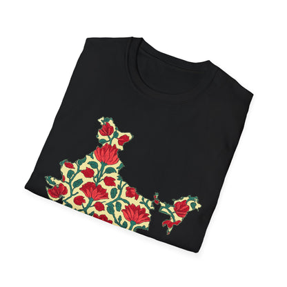 India Map Lotus Block Print T-shirt