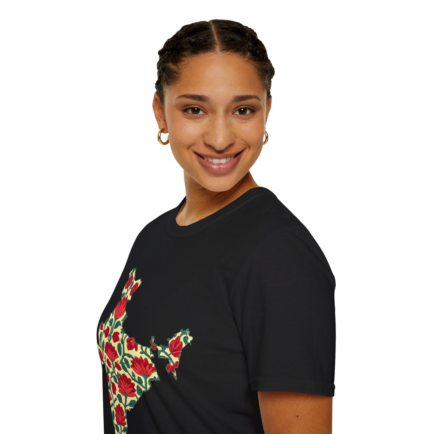 India Map Lotus Block Print T-shirt