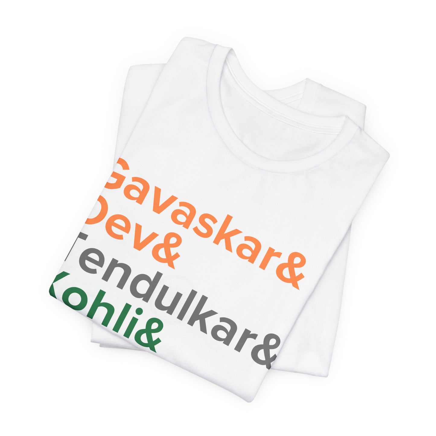 India Cricket Legends T-Shirt Tricolor Design with Top Indian Cricket Stars