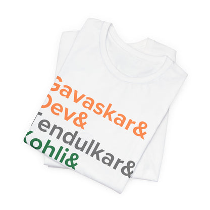 India Cricket Legends T-Shirt Tricolor Design with Top Indian Cricket Stars