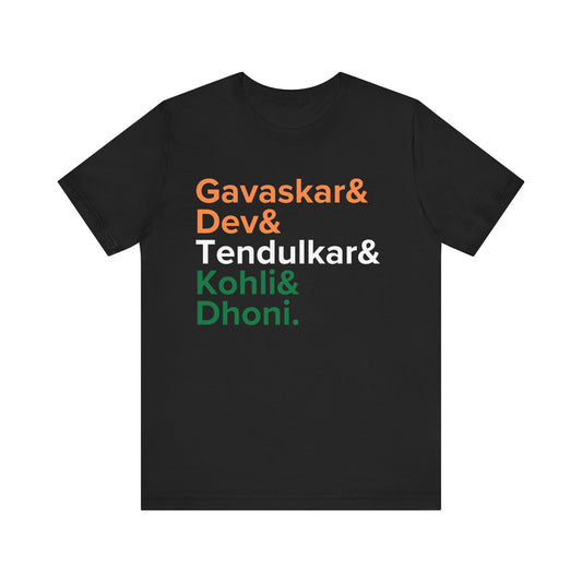 India Cricket Legends T-Shirt Tricolor Design with Top Indian Cricket Stars