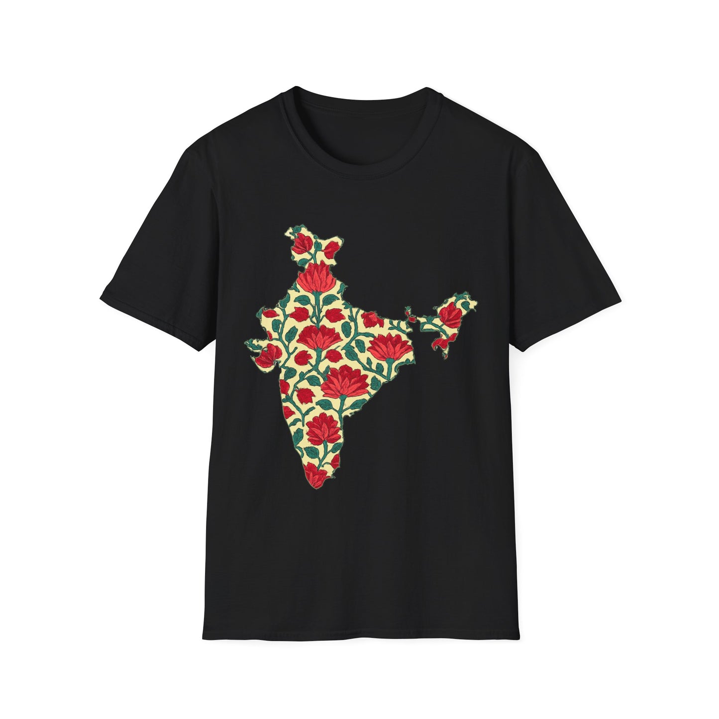 India Map Lotus Block Print T-shirt