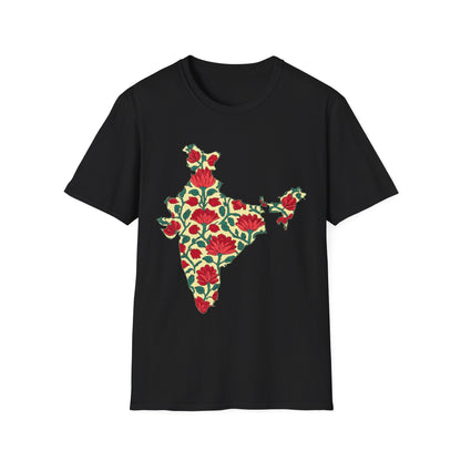 India Map Lotus Block Print T-shirt