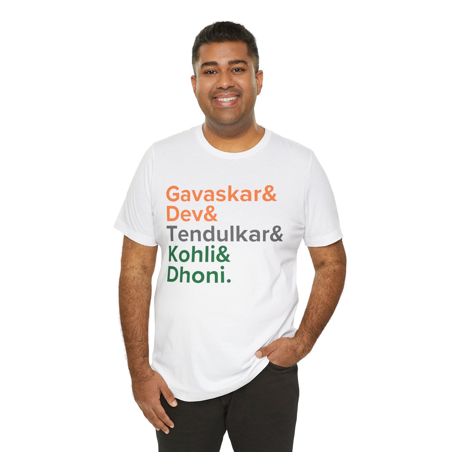 India Cricket Legends T-Shirt Tricolor Design with Top Indian Cricket Stars