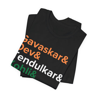India Cricket Legends T-Shirt Tricolor Design with Top Indian Cricket Stars