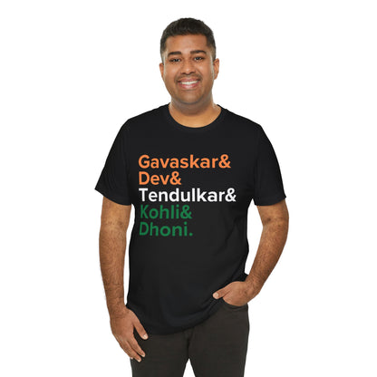 India Cricket Legends T-Shirt Tricolor Design with Top Indian Cricket Stars