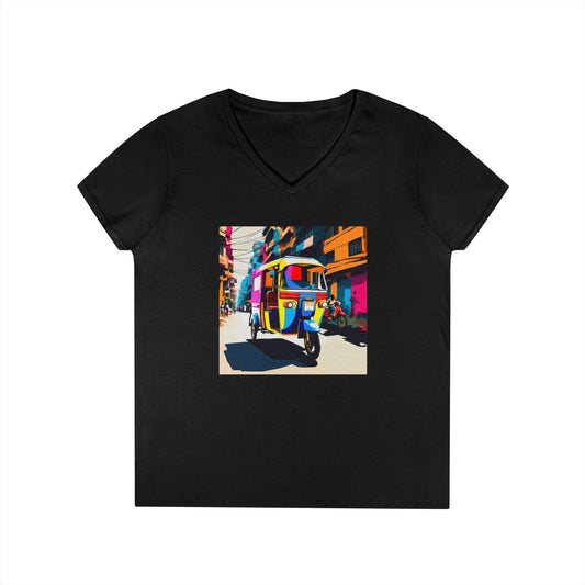Colorful Rickshaw V-Neck T-Shirt
