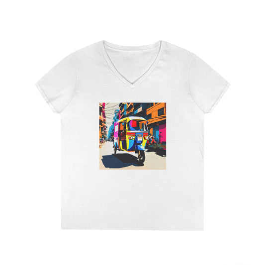 Colorful Rickshaw V-Neck T-Shirt