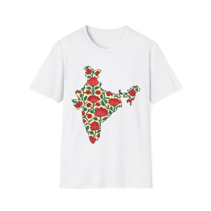 India Map Lotus Block Print T-shirt